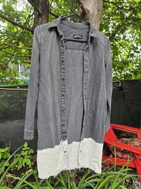 🛍3/$30 Zara Woman Charcoal Gray Denim Shirt Jacket